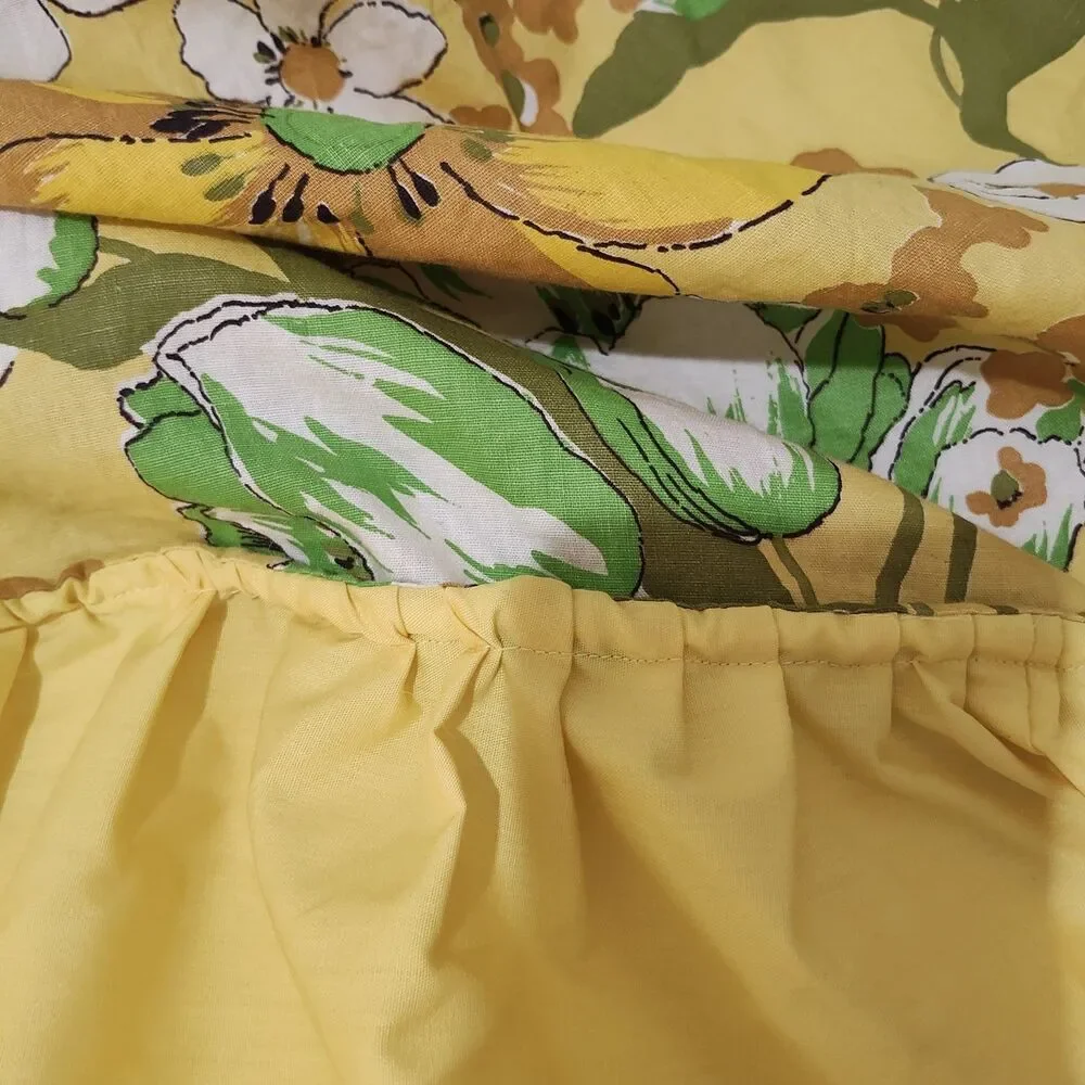 Vintage Bedspread - Double/Full - Floral Yellow Homemade 84